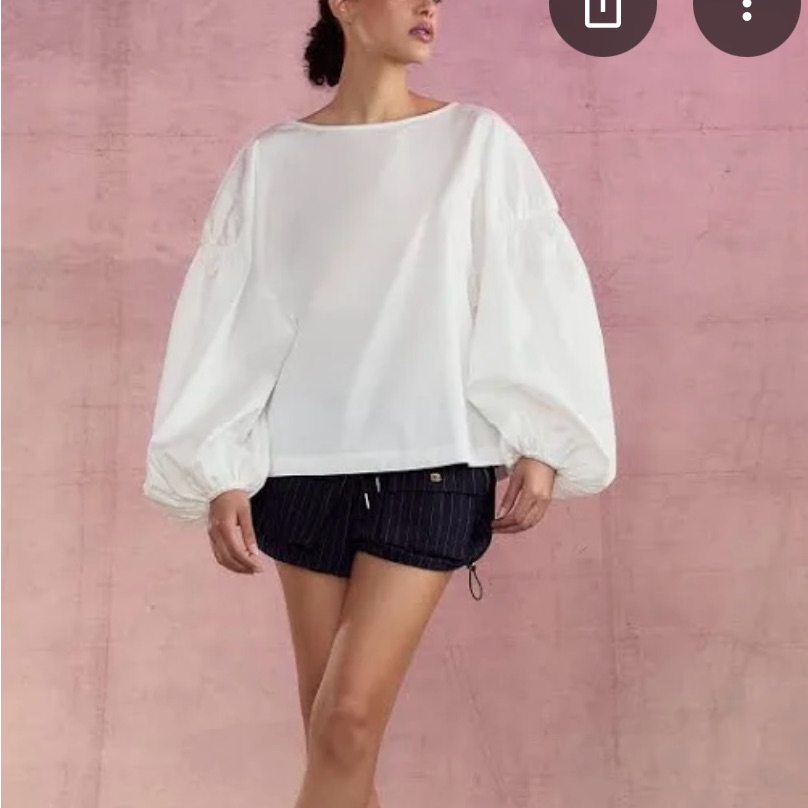 Cynthia Rowley Geneva Cotton Top/ Balloon Sleeves
